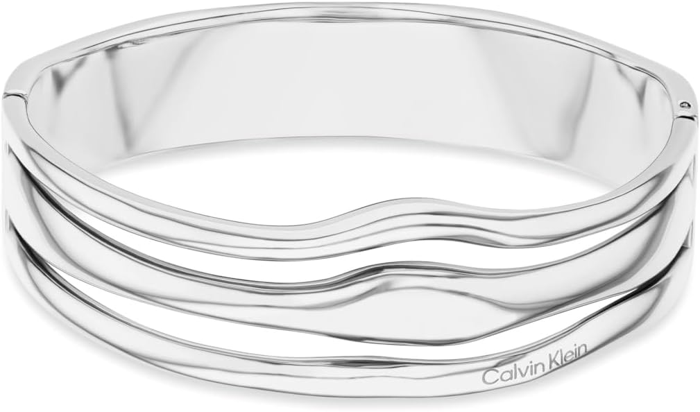 

Женский браслет-браслет Calvin Klein Wavy Bangle из нержавеющей стали с застежкой-шарниром - современная элегантность - модный ювелирный аксессуар премиум-класса - подарок для нее, Silver