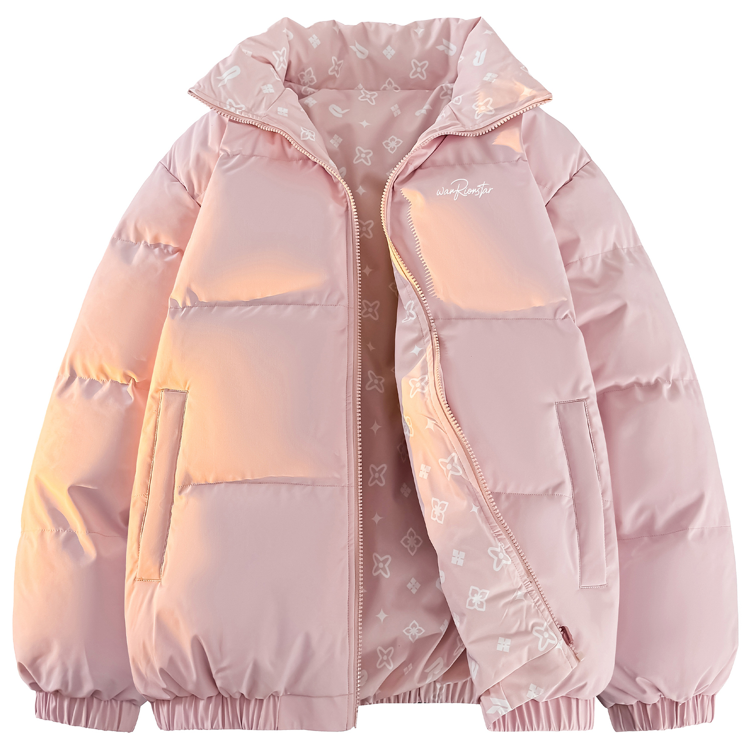 

Пуховик Unisex Stand Collar Moderate WARRIOR, розовый-reversible