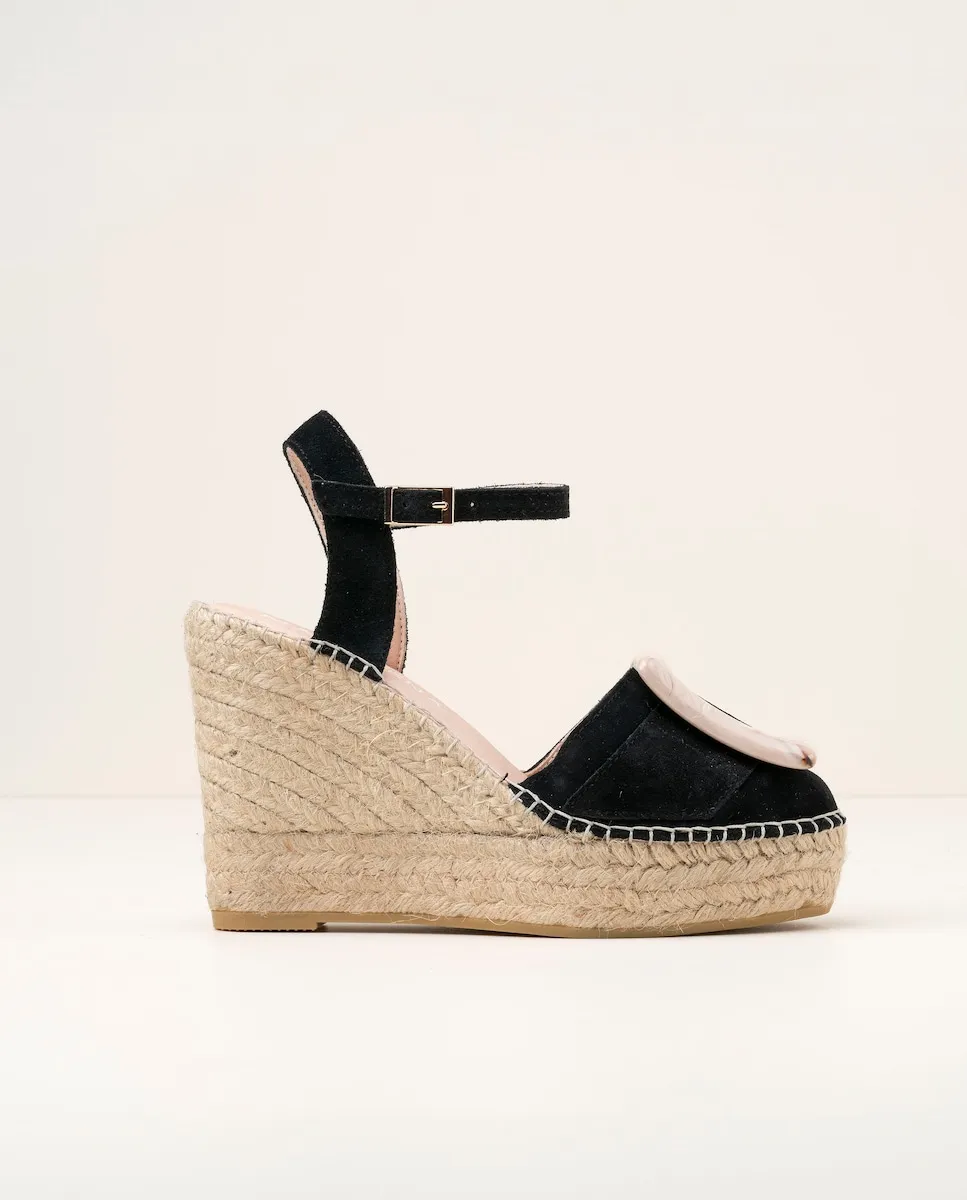 Женские эспадрильи на танкетке с платформой из замши Macarena Shoes, черный