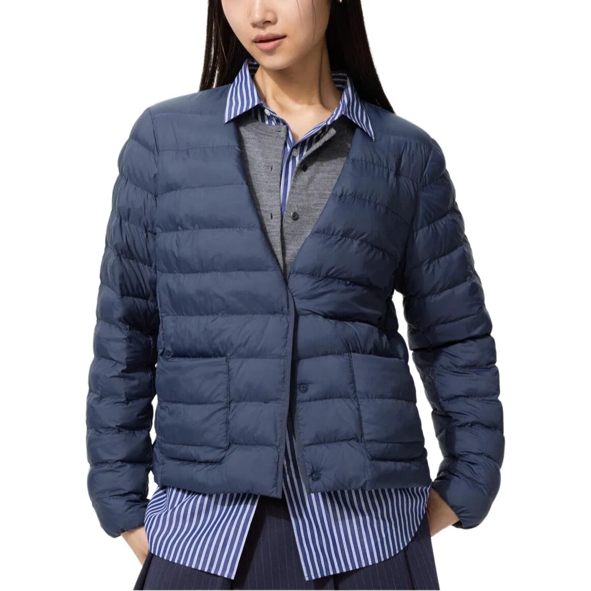 Пуховик Pufftech женский UNIQLO темно-синий — фото 3