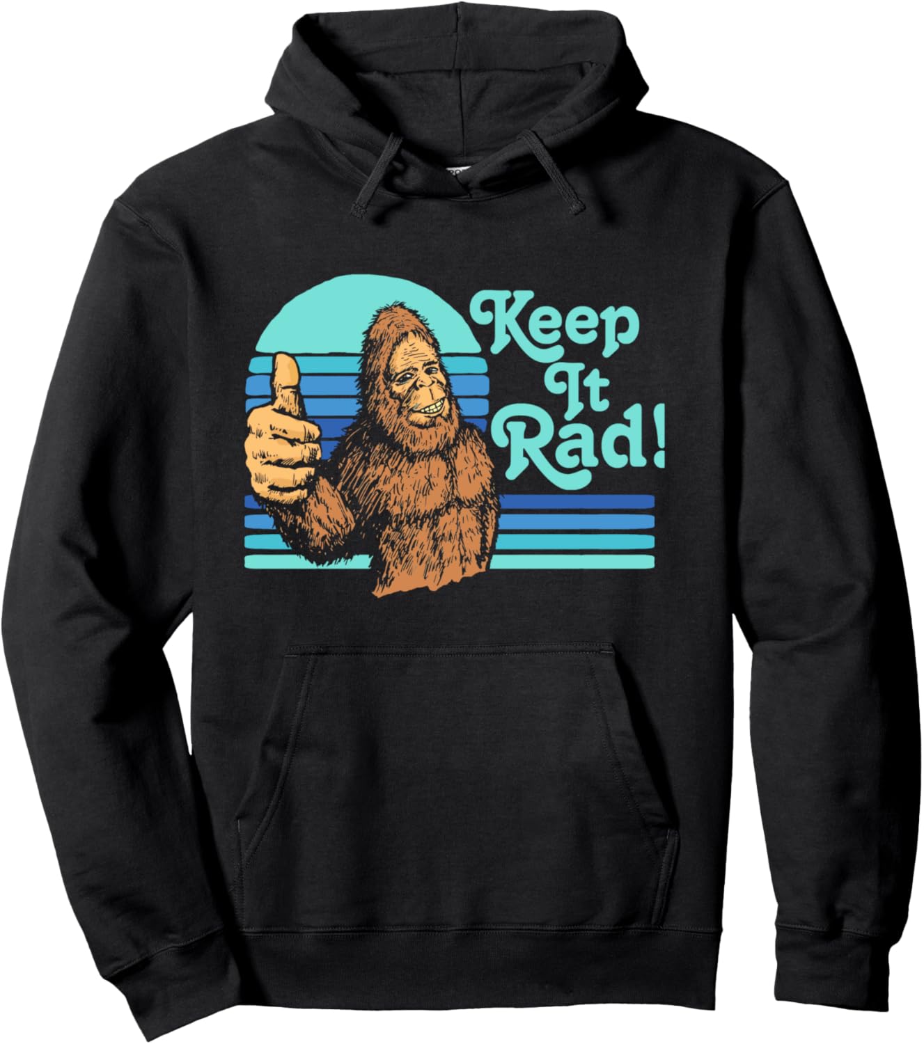 

Keep It Rad! Винтажная хипстерская толстовка с изображением Бигфута и поднятым большим пальцем Giant Step Design Co., черный