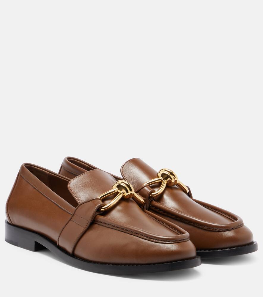 Лоферы из кожи с узлом Astaire Bottega Veneta, Nocciola