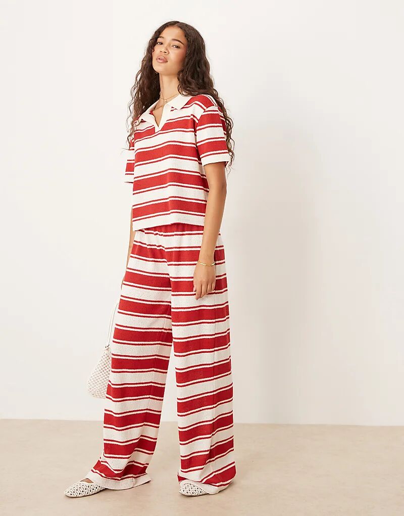 

Широкие брюки ASOS DESIGN в красную трикотажную полоску — часть комплекта