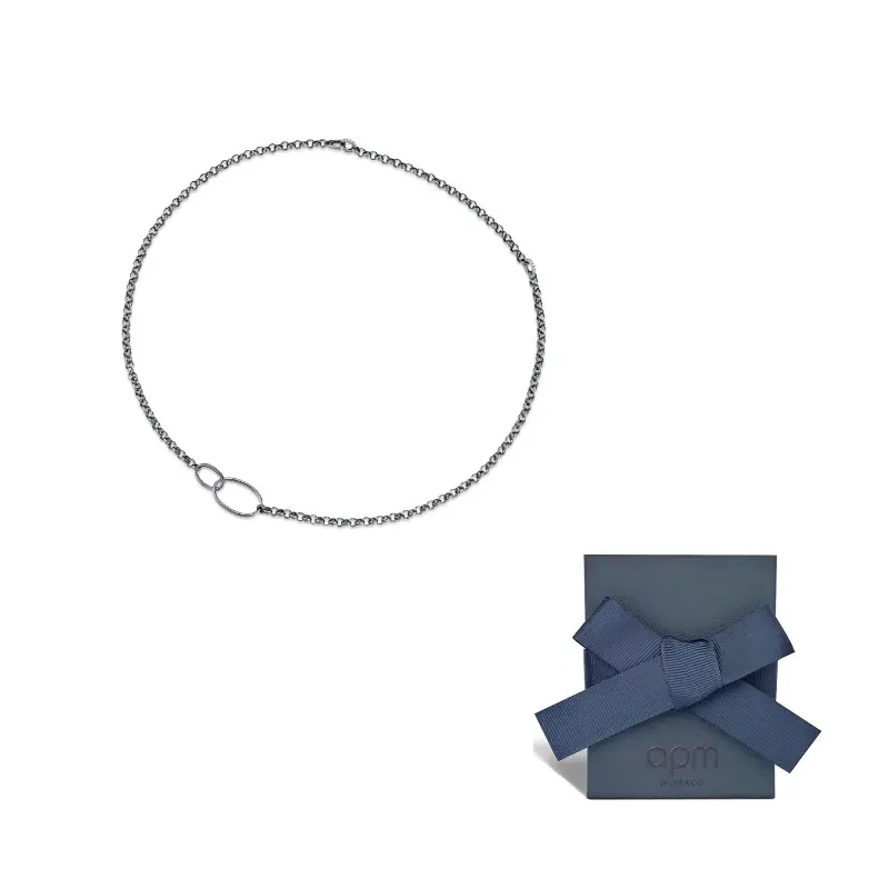 

Apm Monaco 925 Sterling Silver ожерелье женское темно-серое