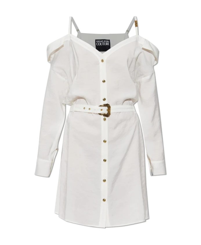 

Платье с открытыми плечами Versace Jeans Couture, белый