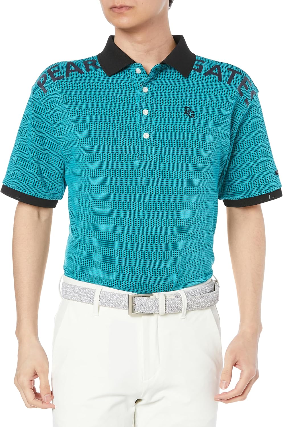 

Мужская рубашка-поло PEARLY GATES с коротким рукавом (клетчатый узор «гусиная лапка» с вышитым логотипом) / для гольфа / 053-4160205, синий/бирюзовый