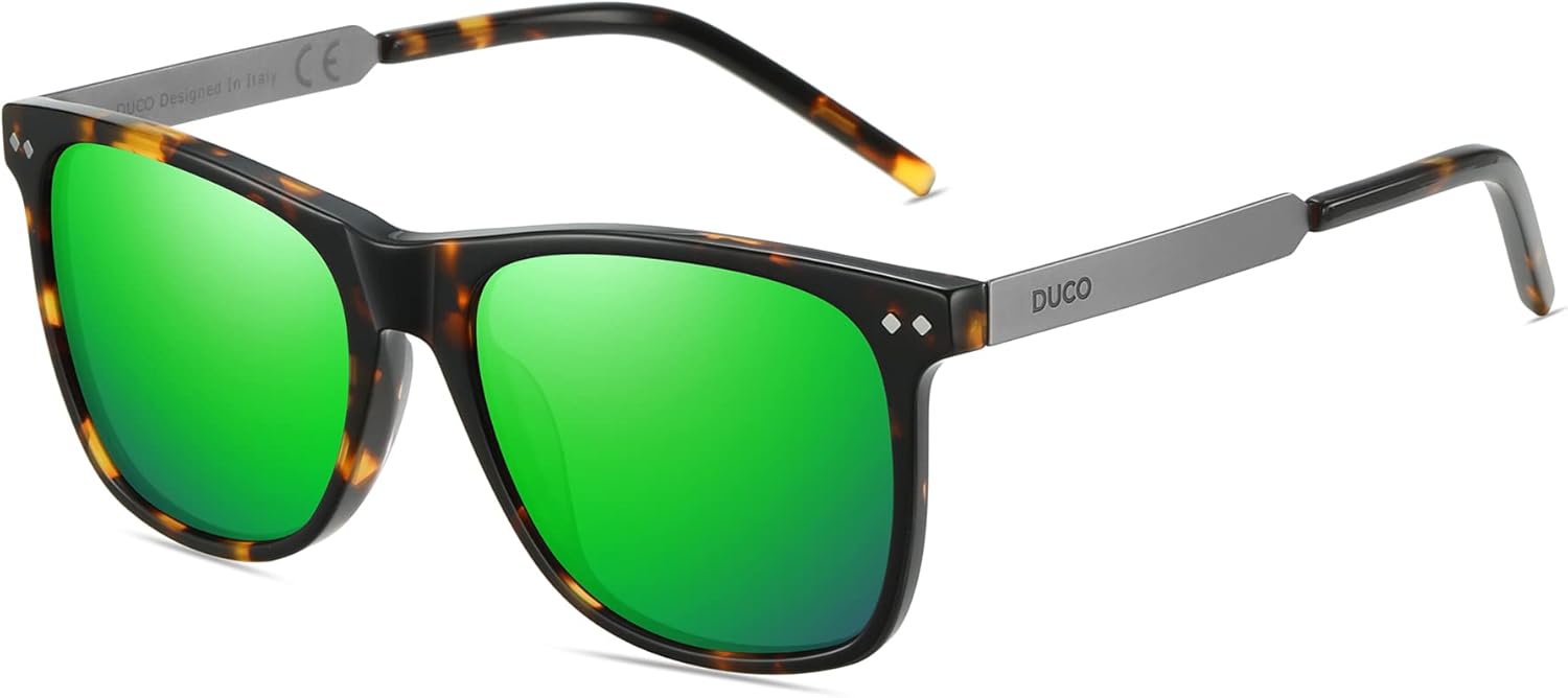 

Солнцезащитные очки DUCO Retro Square с поляризацией, для мужчин и женщин, оправа из ацетата, 100% защита от УФ-излучения, артикул 2143, Tortoise Frame Revo Green Lens