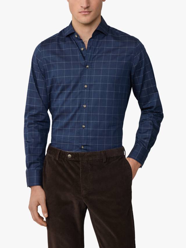 

Приталенная рубашка из фланели в клетку оконный переплет Hackett London, Eton Blue