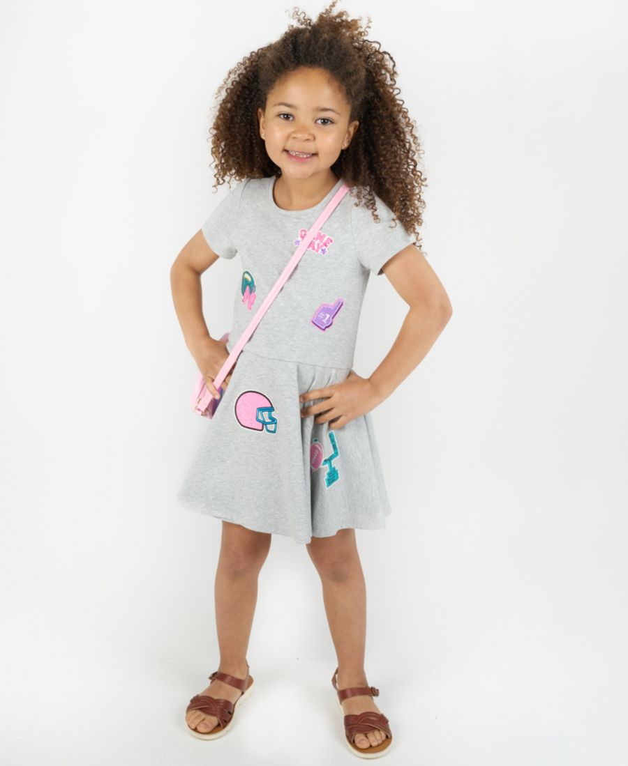 

Детское платье-скейтер с пайетками, размеры 4T-6X, с сумочкой Rare Editions, Gray