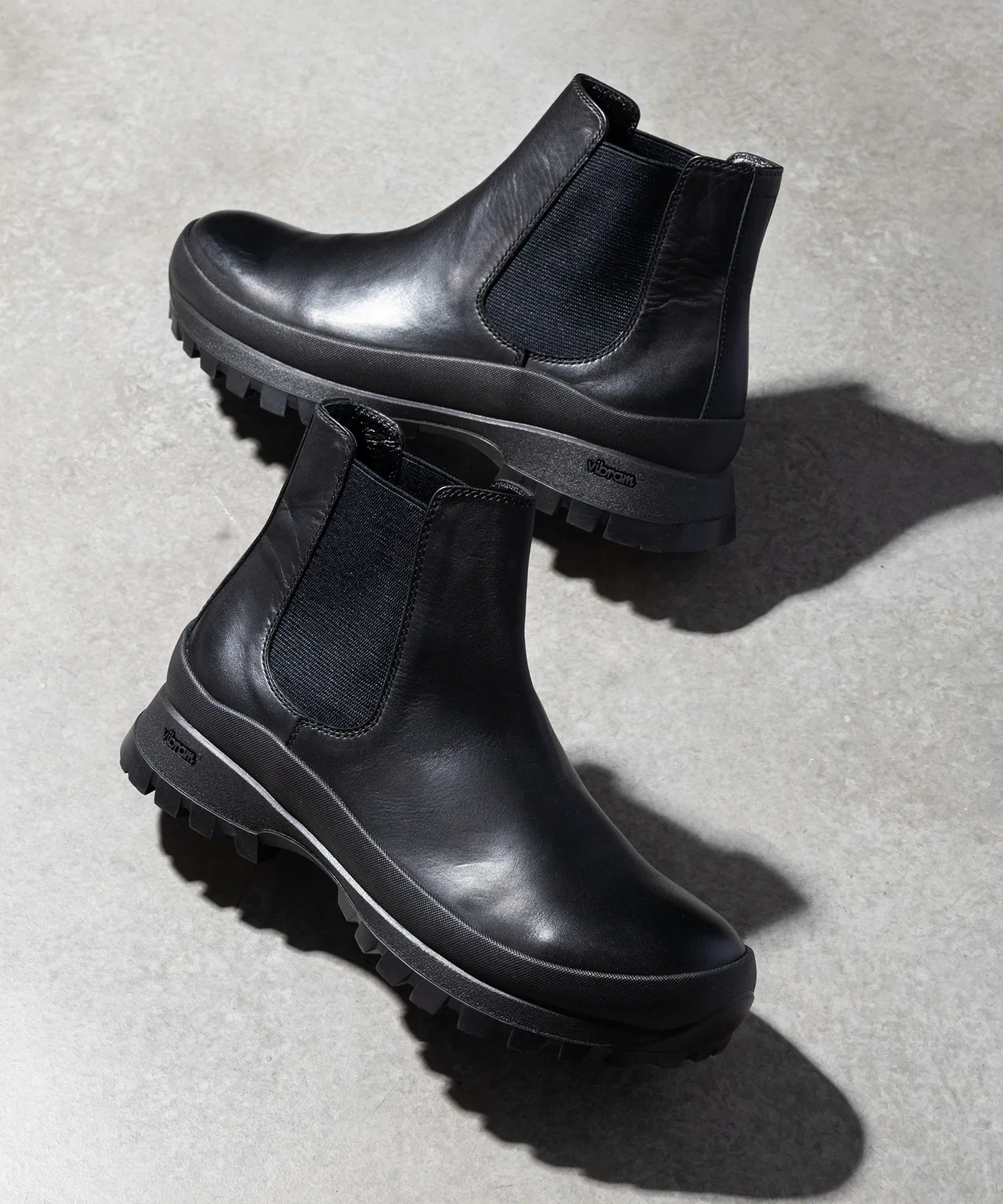 Ботинки PADRONE SIDE GORE BOOTS с подошвой Vibram, кожа, черные