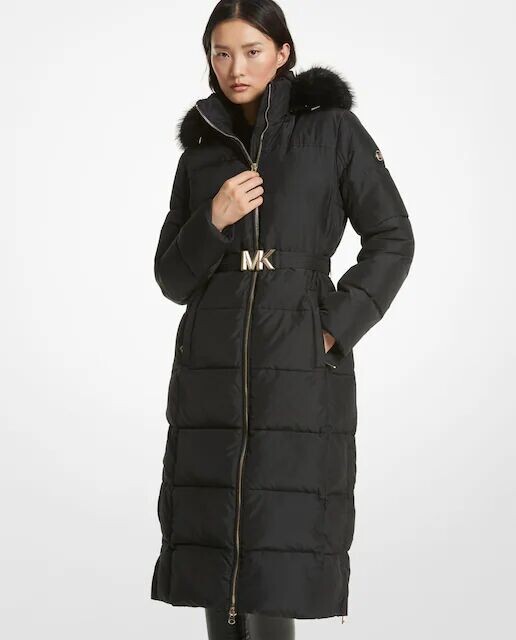 

Длинный женский пуховик с капюшоном и поясом Michael Michael Kors, черный