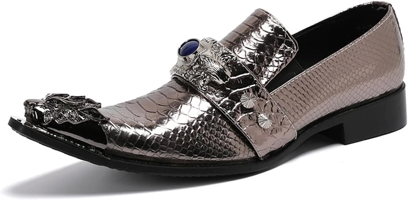 Лоферы кожаные Mens Dress Shoes, Grey MANYUBEI