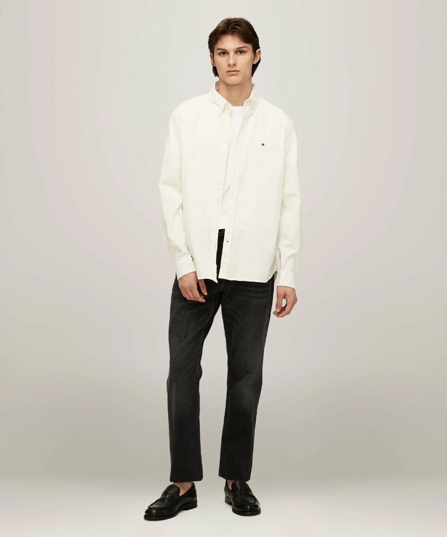 Однотонная вельветовая рубашка на пуговицах TOMMY HILFIGER, White YBI — фото 3