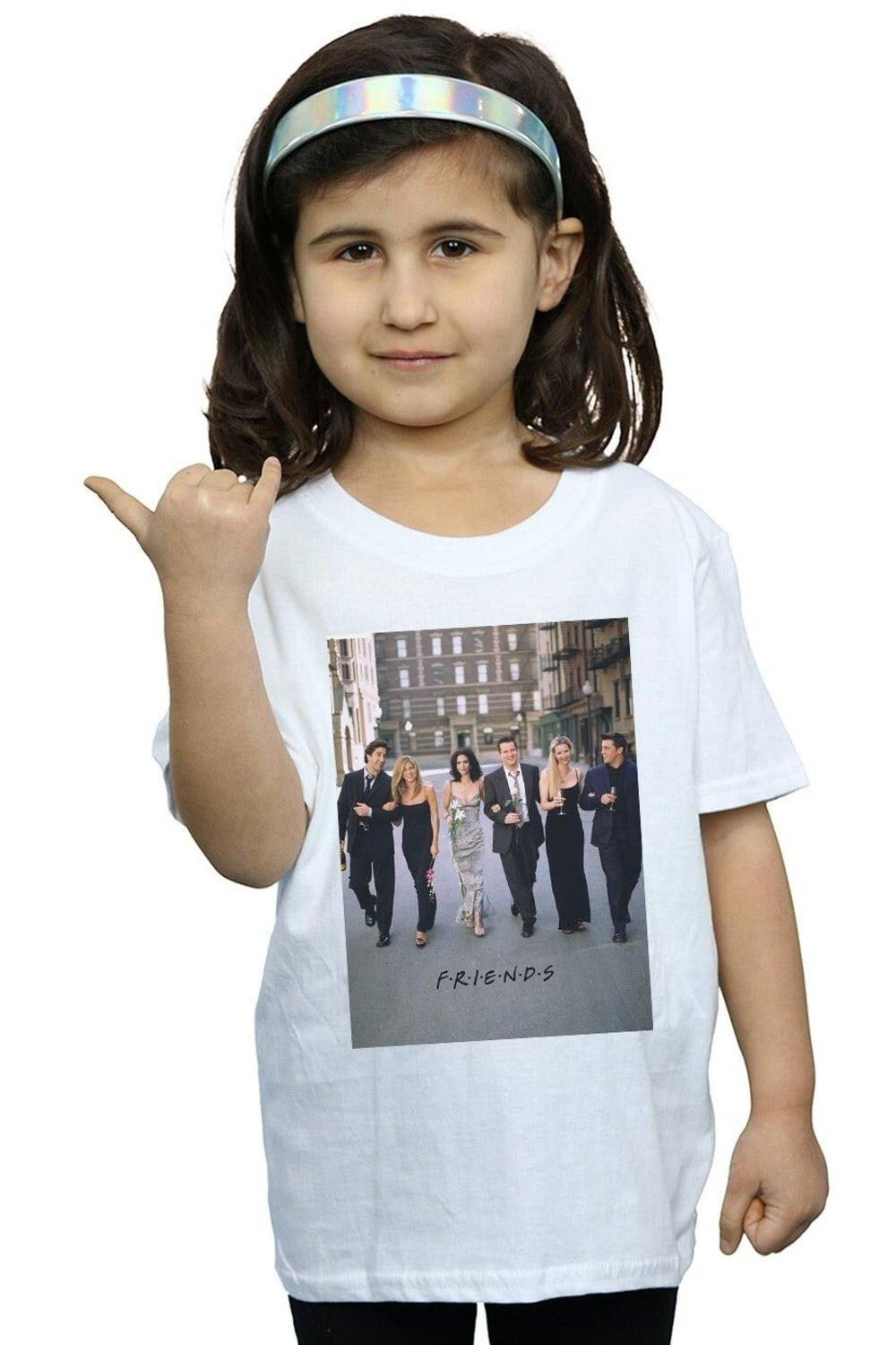 

Хлопковая футболка с изображением шампанского и цветов Friends, белый