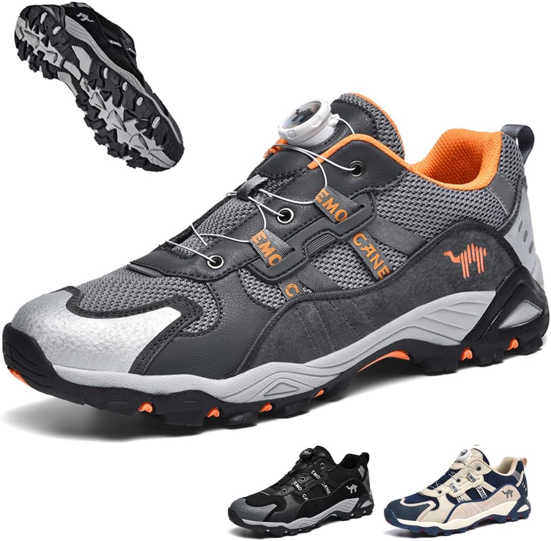 

Мужские водонепроницаемые походные кроссовки для ходьбы и треккинга, с само-завязкой, противоскользящие, для активного отдыха на открытом воздухе, низкие, дышащие, для кемпинга и пеших прогулок Boxpopla, серый