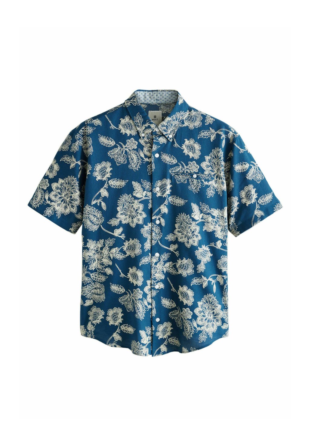 

Рубашка REGULAR FIT - TEXTURED FLORAL PRINT SHORT SLEEVE Next, синий