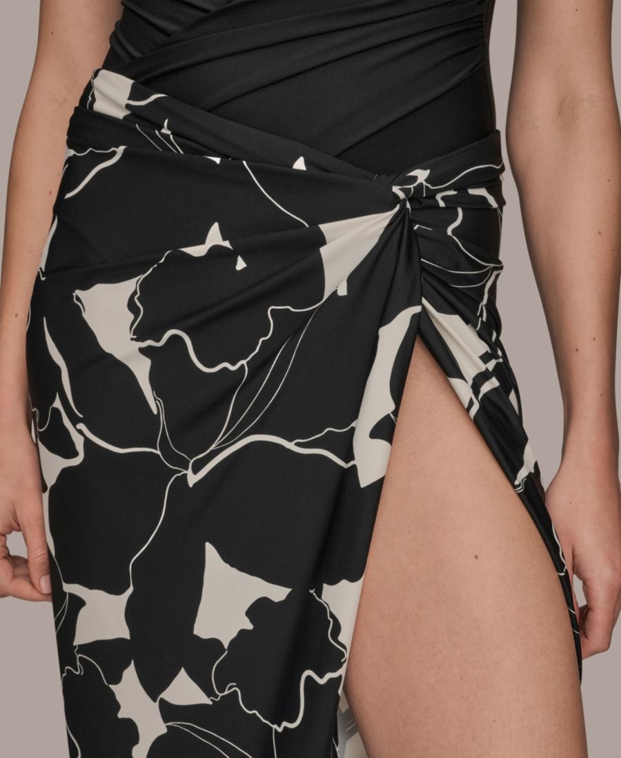 

Женская саронг-юбка Donna Karan с драпировкой и боковым разрезом Donna Karan New York, Black/cream Floral