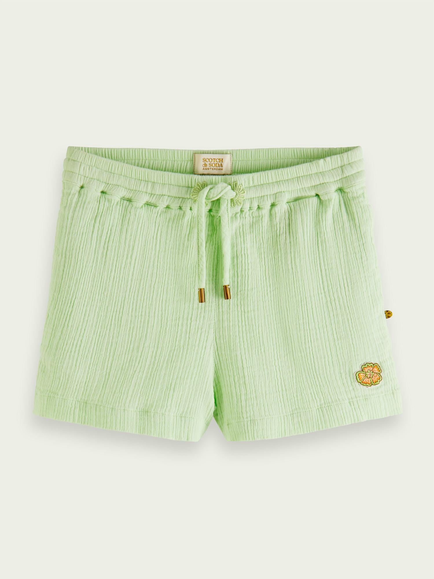 

Детские хлопковые шорты с эффектом "кринкл" цвета фисташки SCOTCH & SODA, Pistache