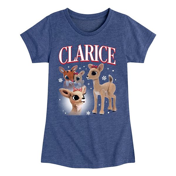 

Футболка Girl's с принтом Clarice the red-nosed reindeer Rudolph, Heather Navy