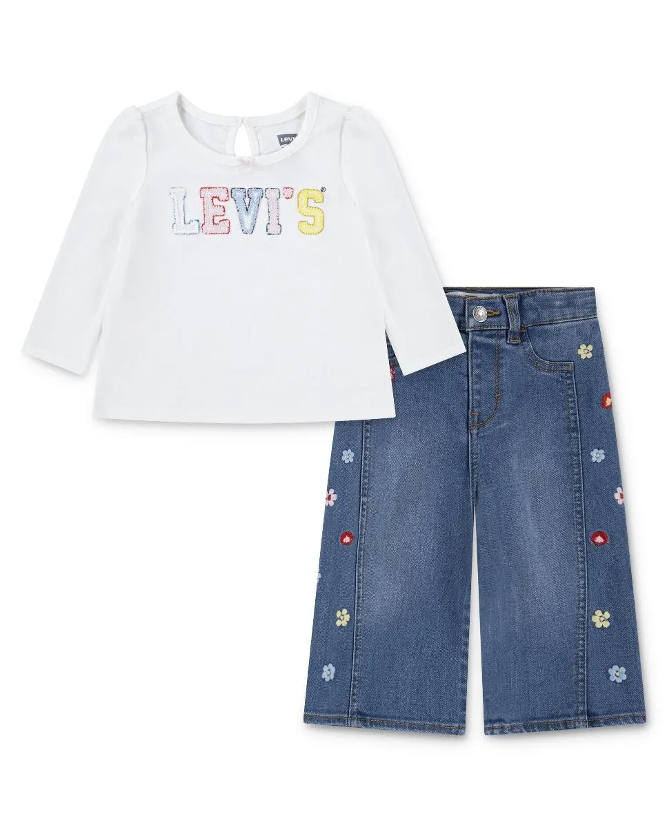 

Комплект топ и широкие джинсы Crochet для девочки Levi's, белый