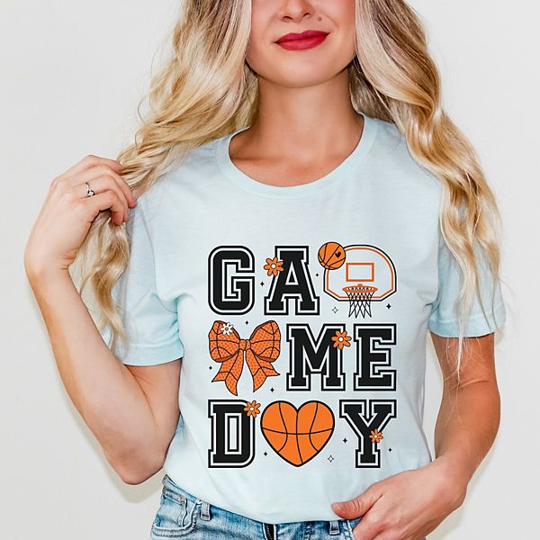 

Футболка с принтом Basketball game day coquette Simply Sage Market, Ice Blue