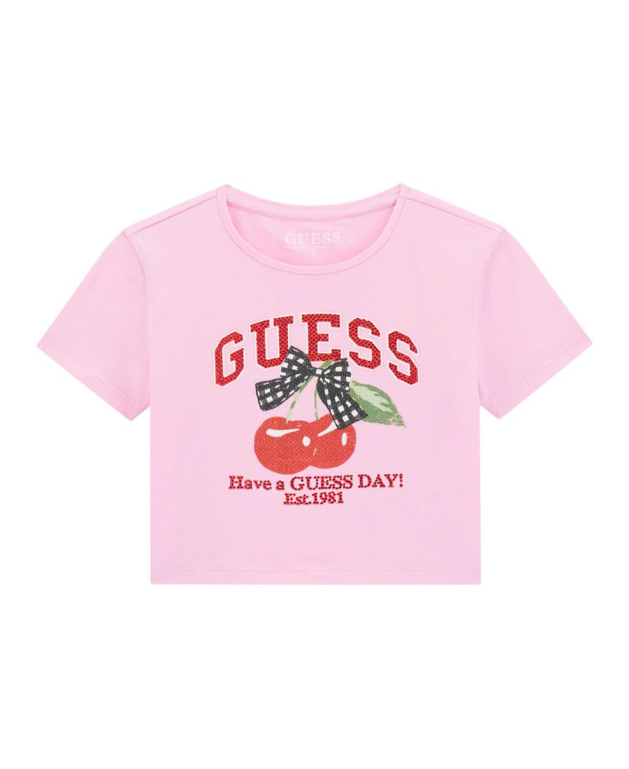 

Футболка с коротким рукавом и круглым вырезом для девочек 7-16 лет GUESS, Pink