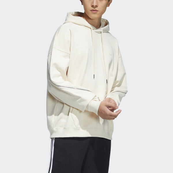 Толстовка Men's adidas Solid Color Sports Yellow White, белый — фото 3