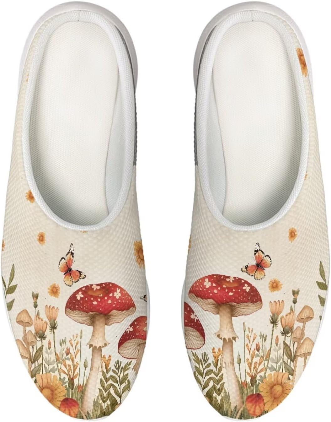 

Кроссовки Forchrinse Red Galaxy Space Mule для женщин и мужчин, с сеткой, легкие, без застежки, для ходьбы, Mushroom Butterfly