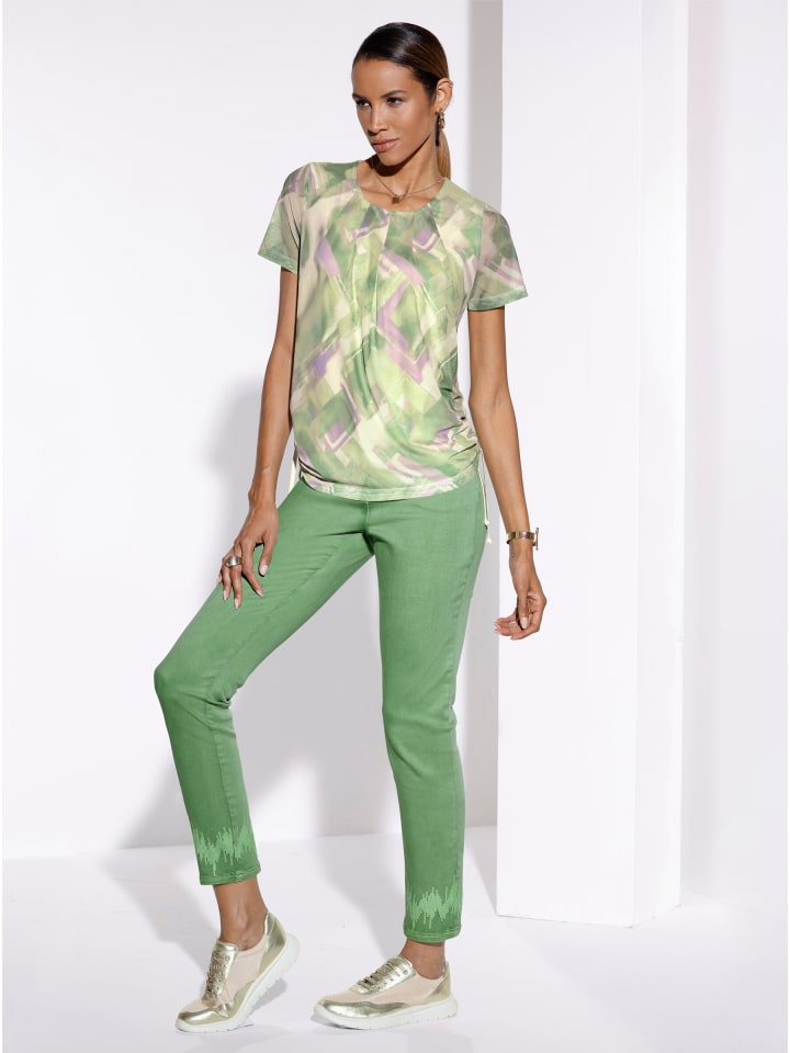 

Футболка с круглым вырезом с принтом фисташкового и яблочного цветов creation L, Зеленый, Футболка с круглым вырезом с принтом фисташкового и яблочного цветов creation L