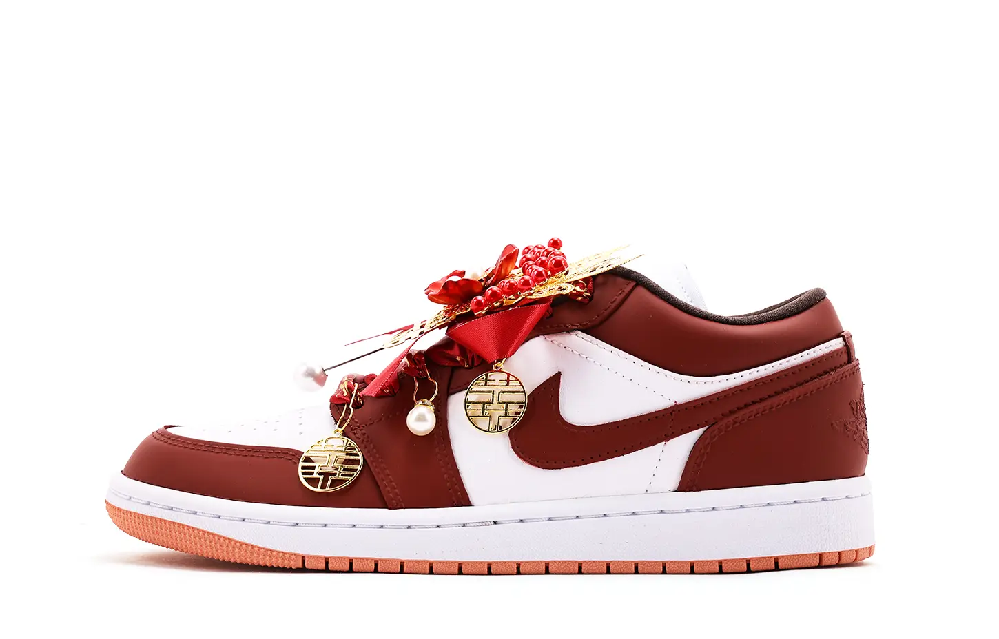 

Air 1 устойчивые к истиранию поддержка низкие кроссовки Vintage Basketball Shoes Unisex Jordan, красный/белый