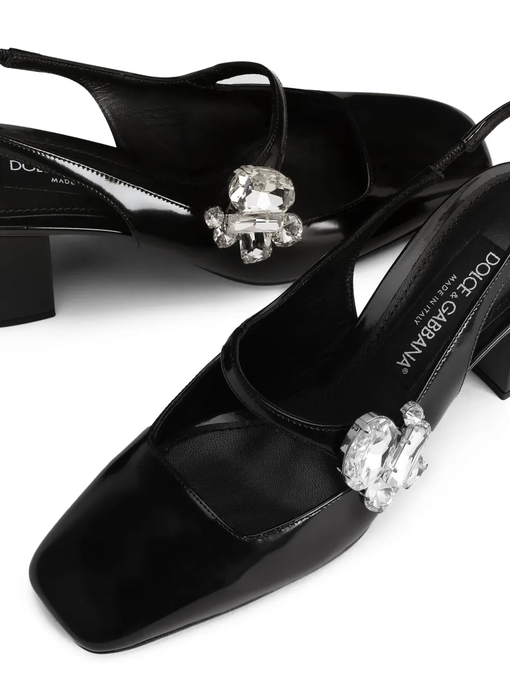 Туфли с ремешком на пятке и кристаллами Dolce & Gabbana, черный — фото 3