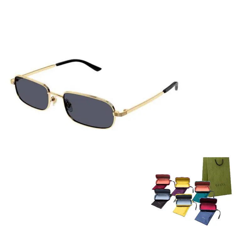 

GUCCI Металлические квадратные солнцезащитные очки унисекс золотые, Gold