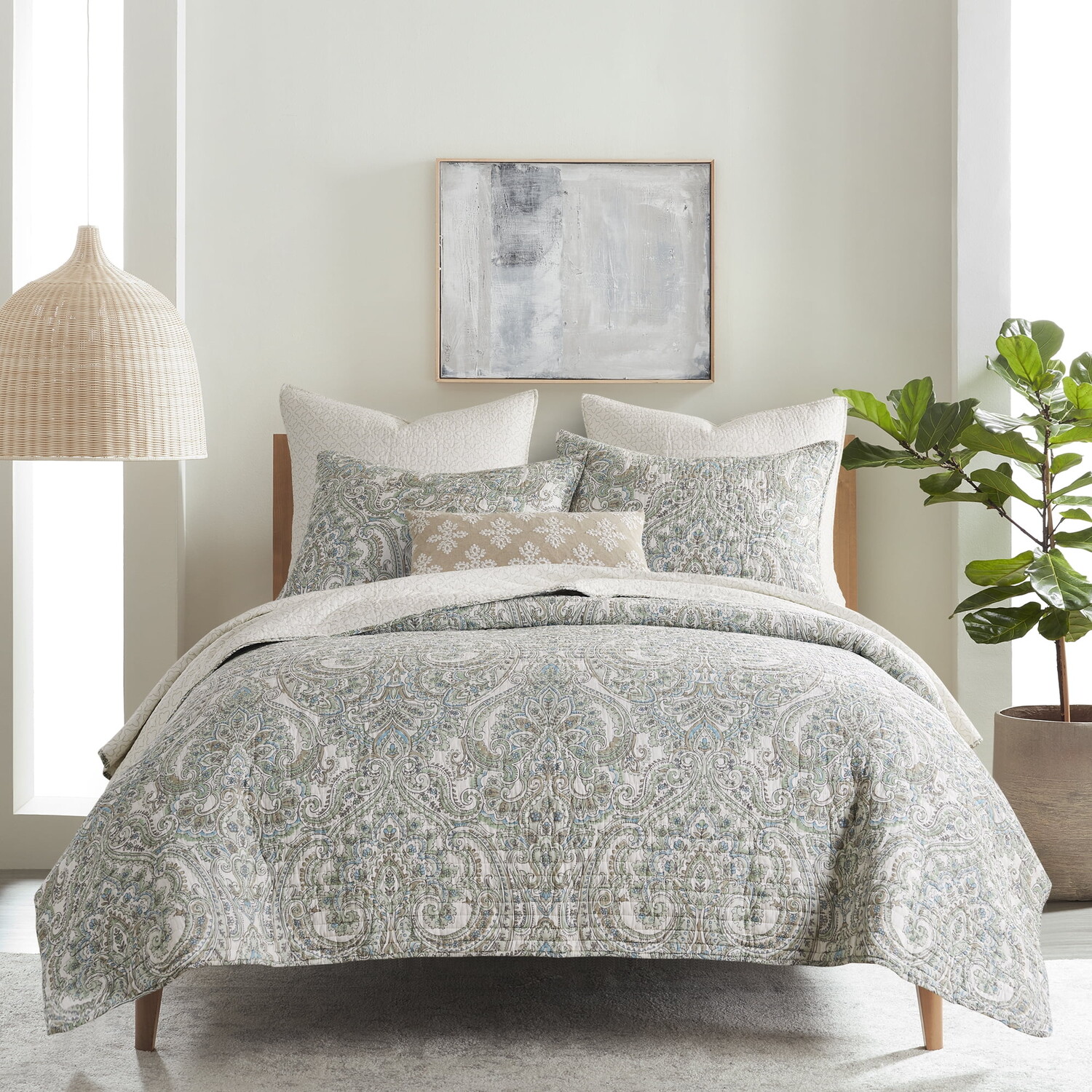 

Комплект одеяло и подушки Levtex Home Assisi Queen, темно-серый