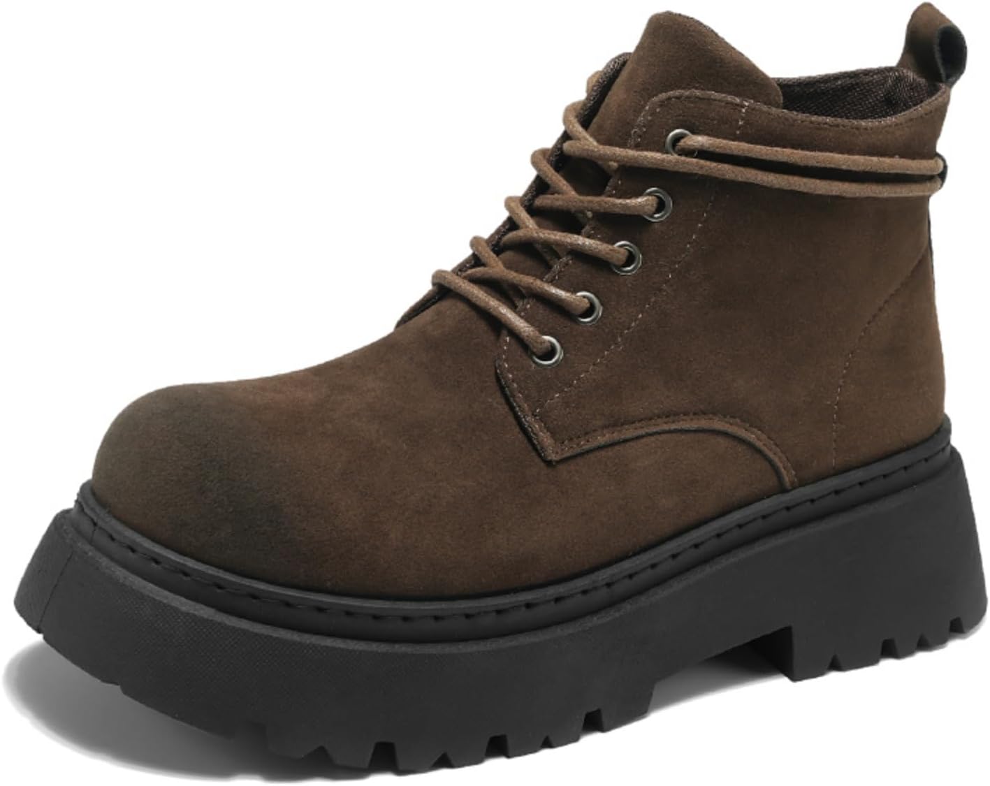 

Мужские замшевые ботинки Чакка с толстой резиновой подошвой, повседневные шнурованные ботинки до щиколотки для прогулок на улице, удобные с круглым носком, ботинки с износостойким верхом Kelibasi, коричневый