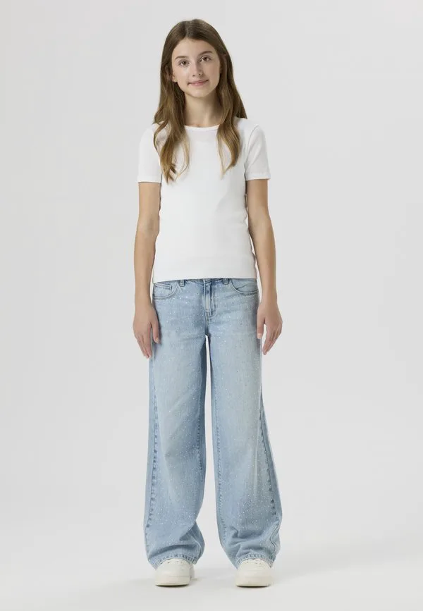 Джинсы свободного кроя со стразами Two Soon, Light Blue Denim