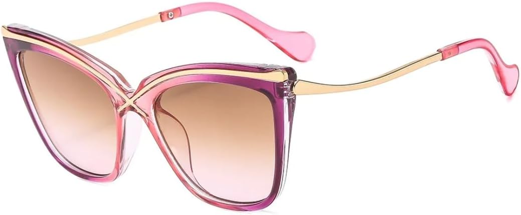 

Солнцезащитные очки для мужчин и женщин - защита UV400 - линзы "кошачий глаз" с градиентным переходом цвета, металлические петли, подходят для занятий спортом на открытом воздухе и вождения DSVIGF, Purple