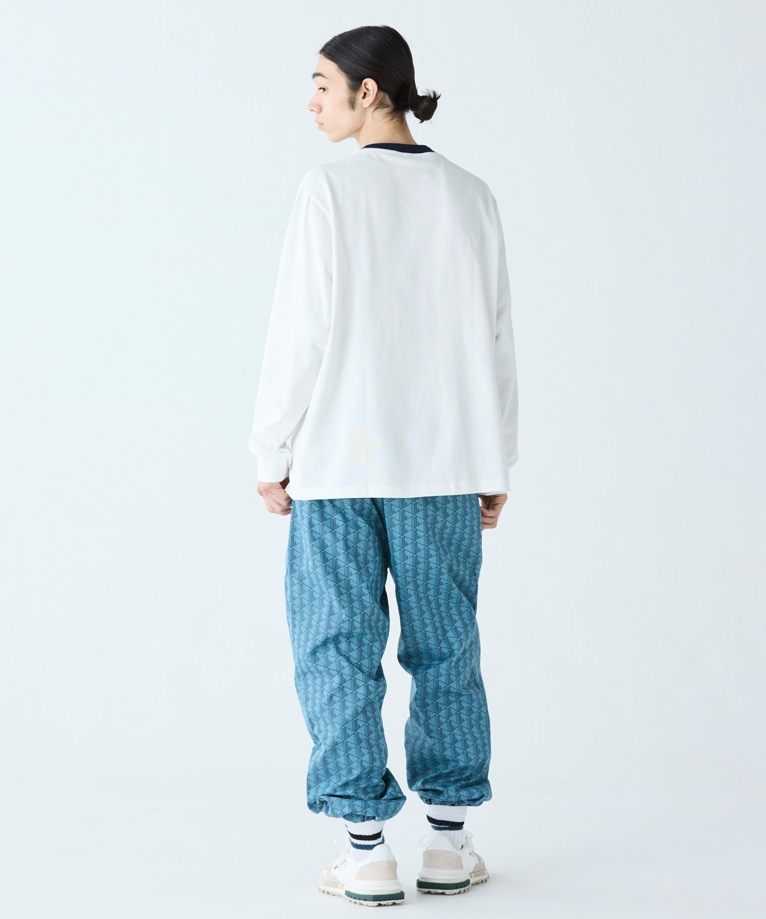 Футболка LACOSTE с длинным рукавом, White, ребристая — фото 3