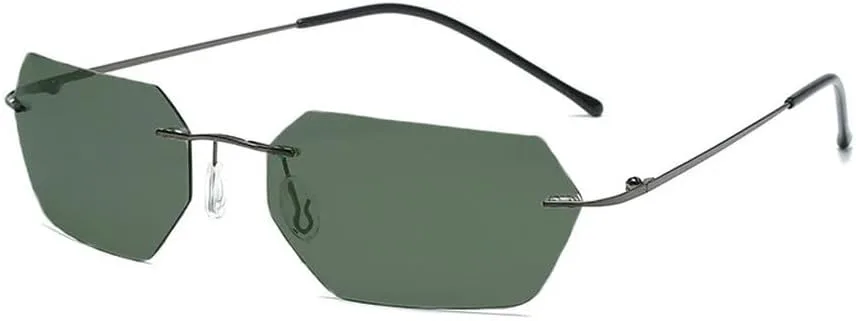 

Поляризованные солнцезащитные очки без оправы для мужчин, титановые, сверхлегкие, многоугольные, для женщин, для косплея, вождения, вечеринок WNCKSQ, C04 Green