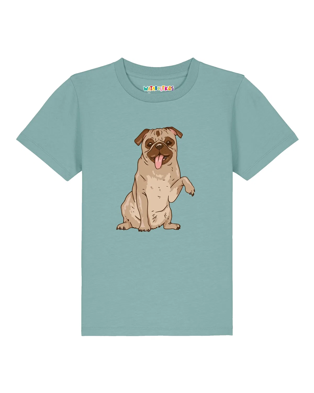 Футболка с принтом Mops, Wat? Apparel, teal monstera — фото 2