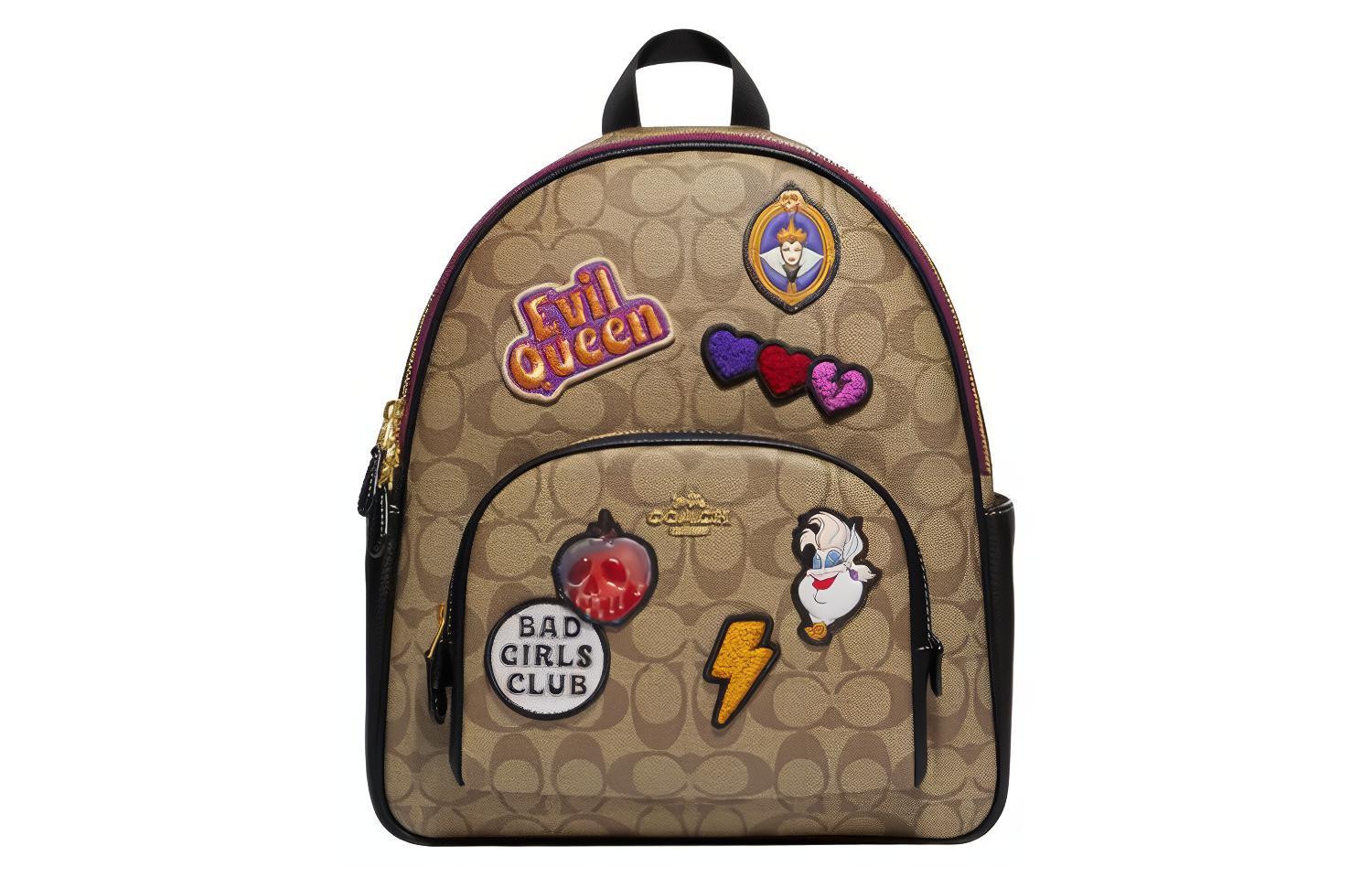 

Disney, Collaboration Court Fabric с кожаной спинкой рюкзак Large женский хаки COACH, Set (Bag+Dust Bag)