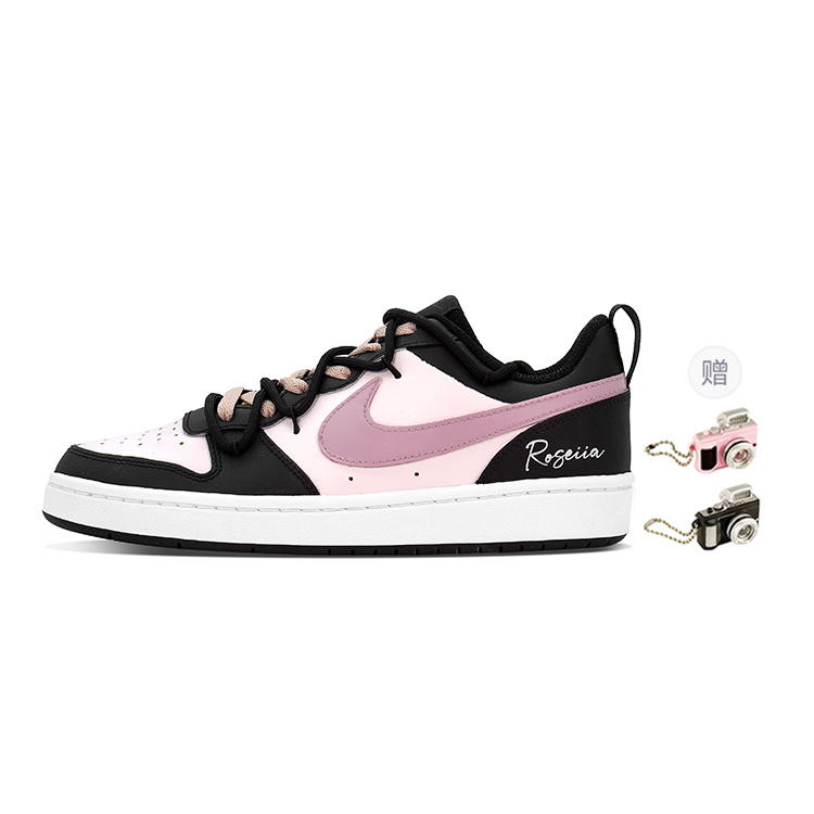 

Nike Court Borough DEER PINK Raspberry устойчивые к истиранию низкие детские скейтбординг кроссовки Black Pink для подростков