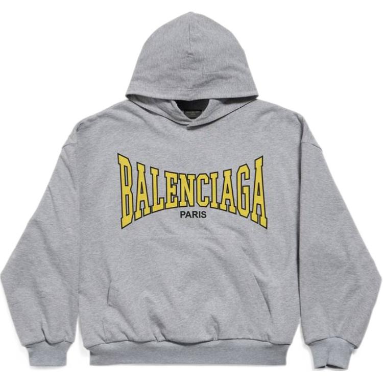 Толстовка с принтом лого Balenciaga, серая — фото 2