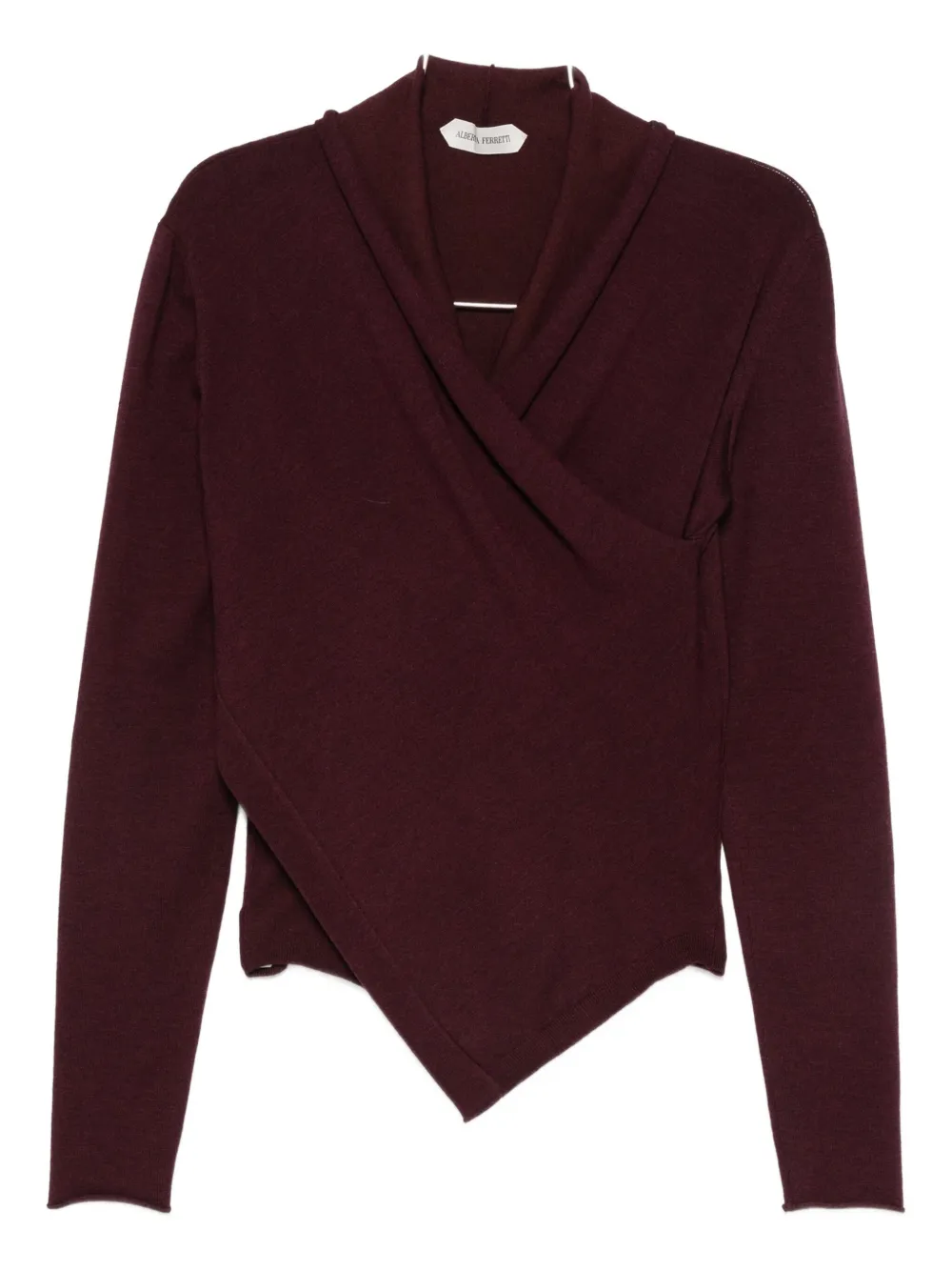 

Асимметричный драпированный шерстяной топ Alberta Ferretti, фиолетовый