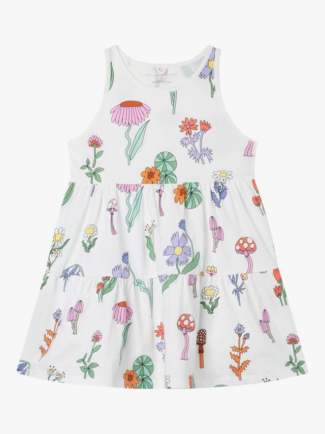 

Детское платье без рукавов из хлопкового джерси с цветочным принтом Stella McCartney Kids, White
