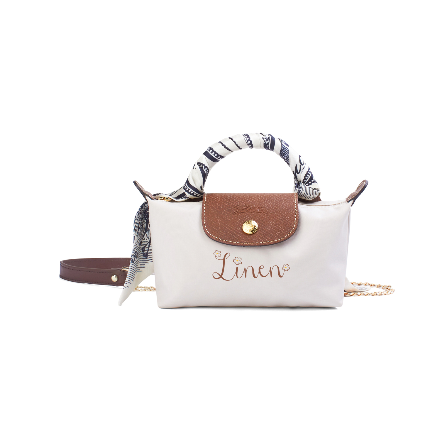 

LONGCHAMP Сумка-пельмень из переработанного холста с кожаной отделкой женская бежевая, Simple Rhyme Wadding