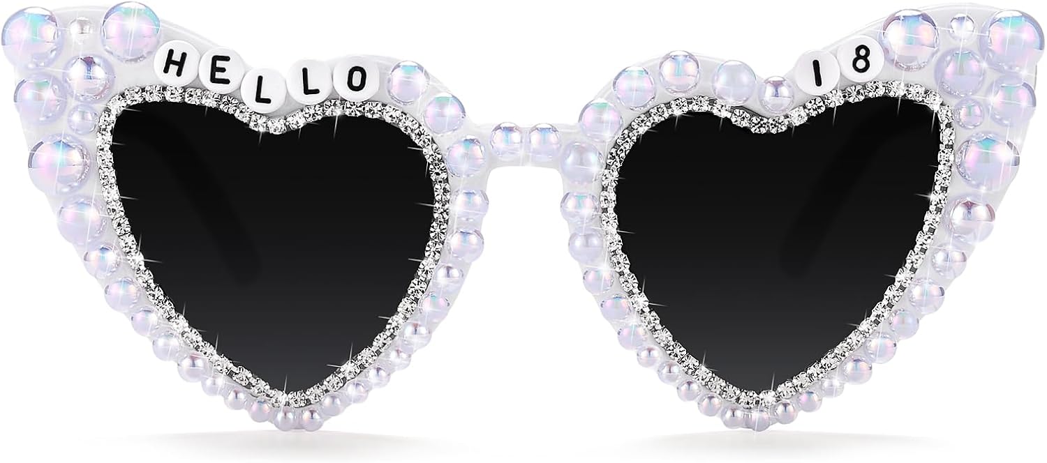 

Очки в форме сердца Etercycle на 18-летие, солнцезащитные очки Hello 18 в форме сердца, милые белые солнцезащитные очки в качестве сувениров и украшений для вечеринки в честь 18-летия для женщин и мужчин, White