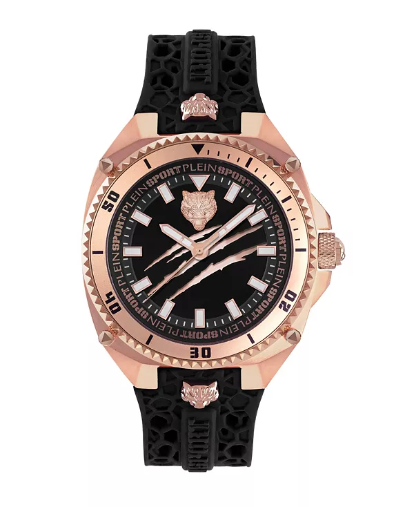 

Мужские кварцевые часы Thunder Force с тремя стрелками и черным силиконовым ремешком, 47 мм Plein Sport, camouflage