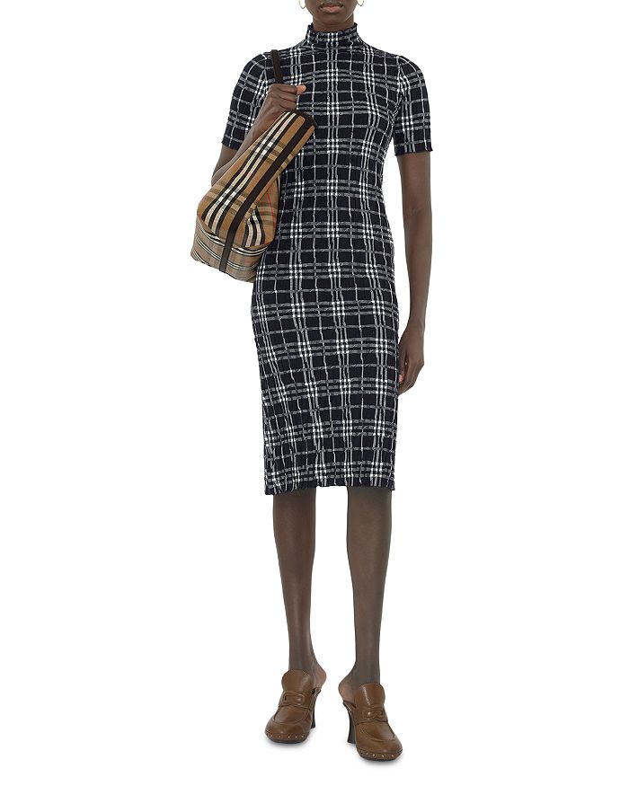 

Шерстяное платье-водолазка в клетку Burberry, синий