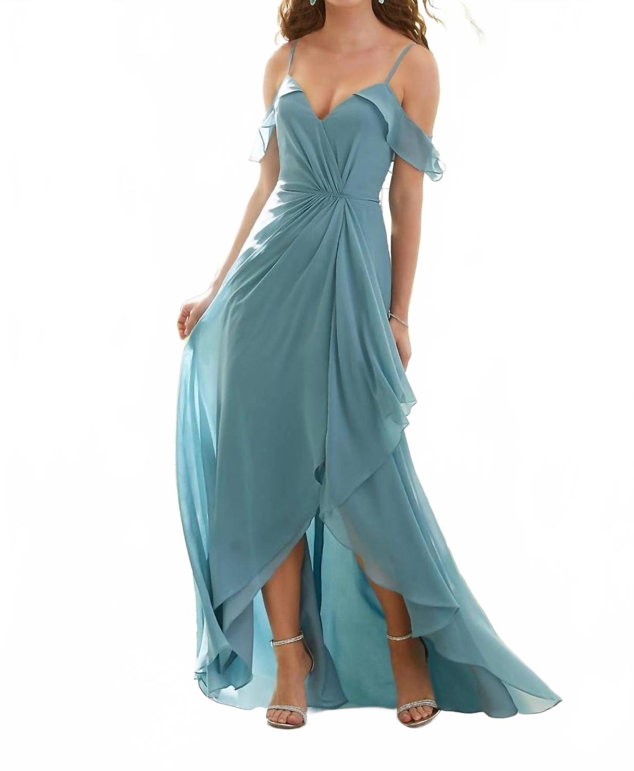 

Фальшиво-обернутое платье для подружки невесты в цвете "морская глубина" MORILEE, Deep Sea