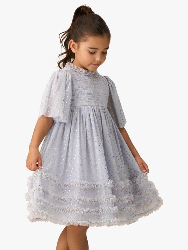 

Детское платье с сеткой и звездным принтом Angel & Rocket, Blue/Gold